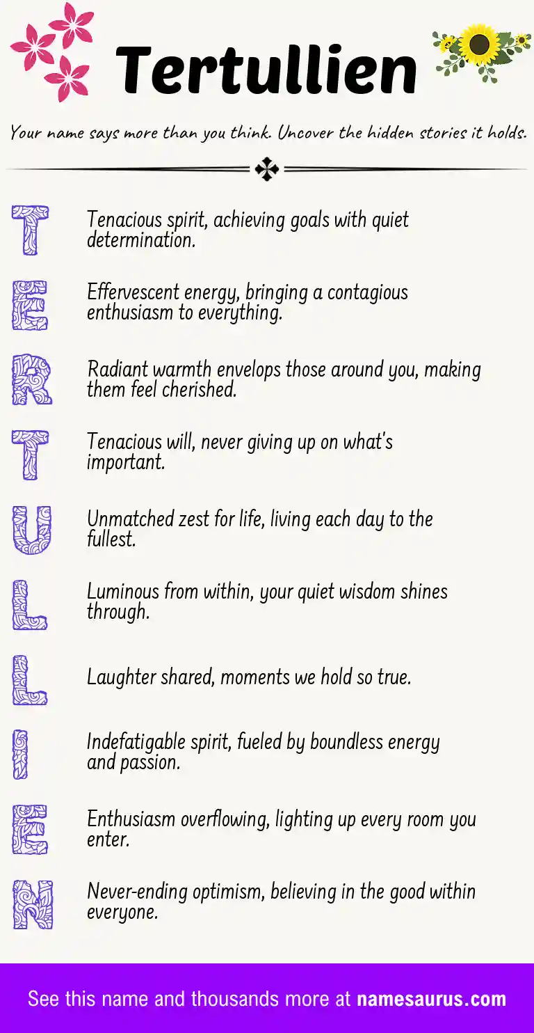 Acrostic poem about Tertullien.