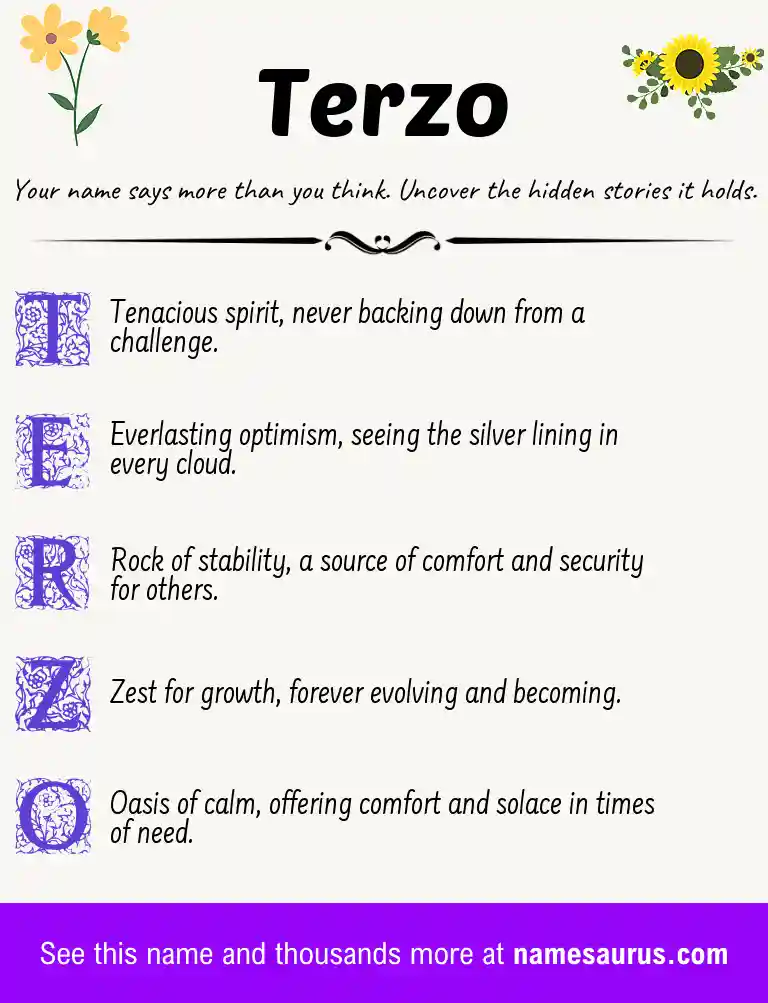Acrostic poem about Terzo.