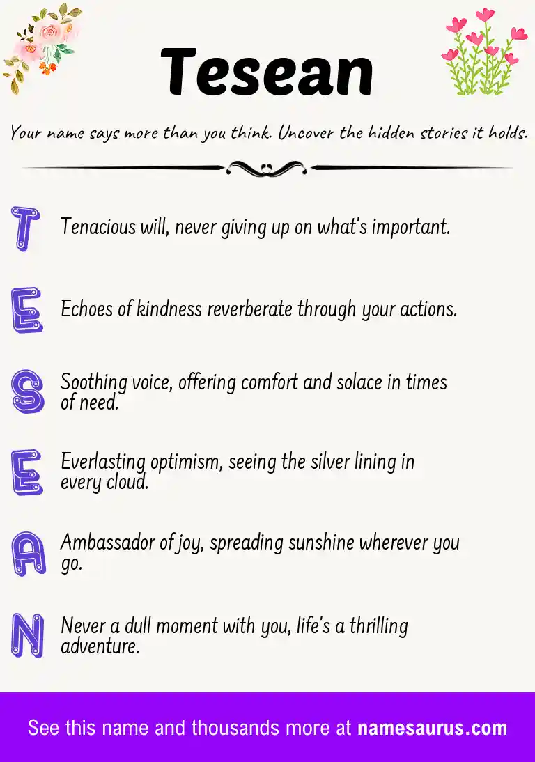 Acrostic poem about Tesean.