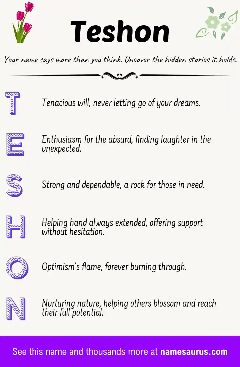 Acrostic poem about Teshon.