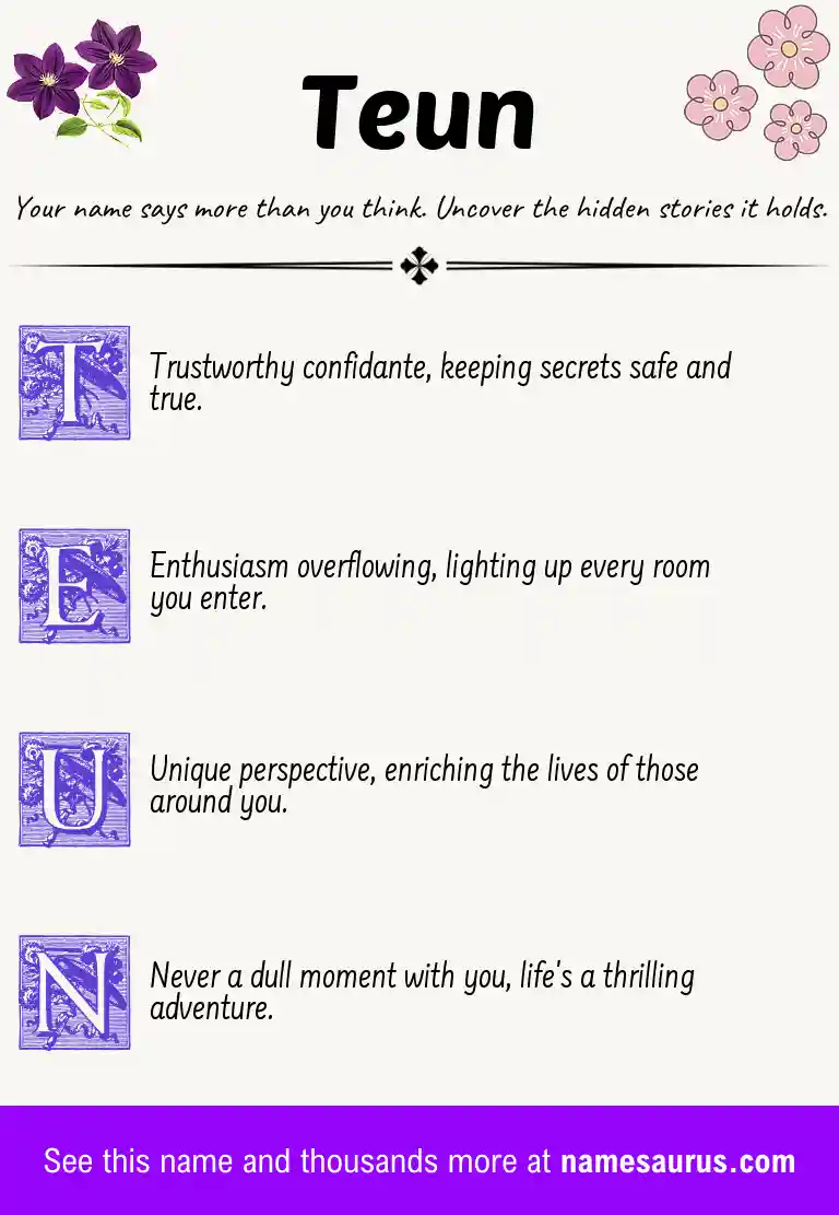 Acrostic poem about Teun.