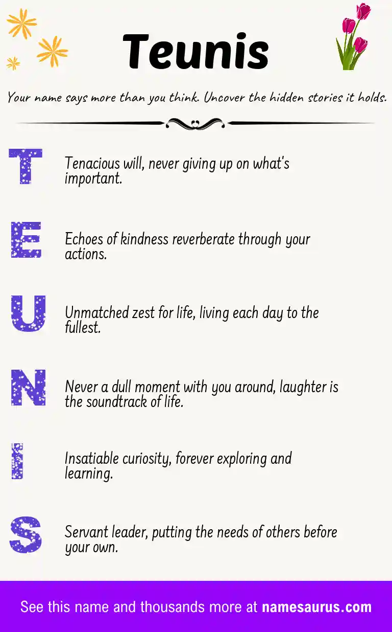Acrostic poem about Teunis.