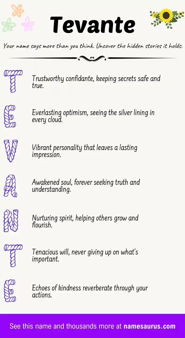 Acrostic poem about Tevante.