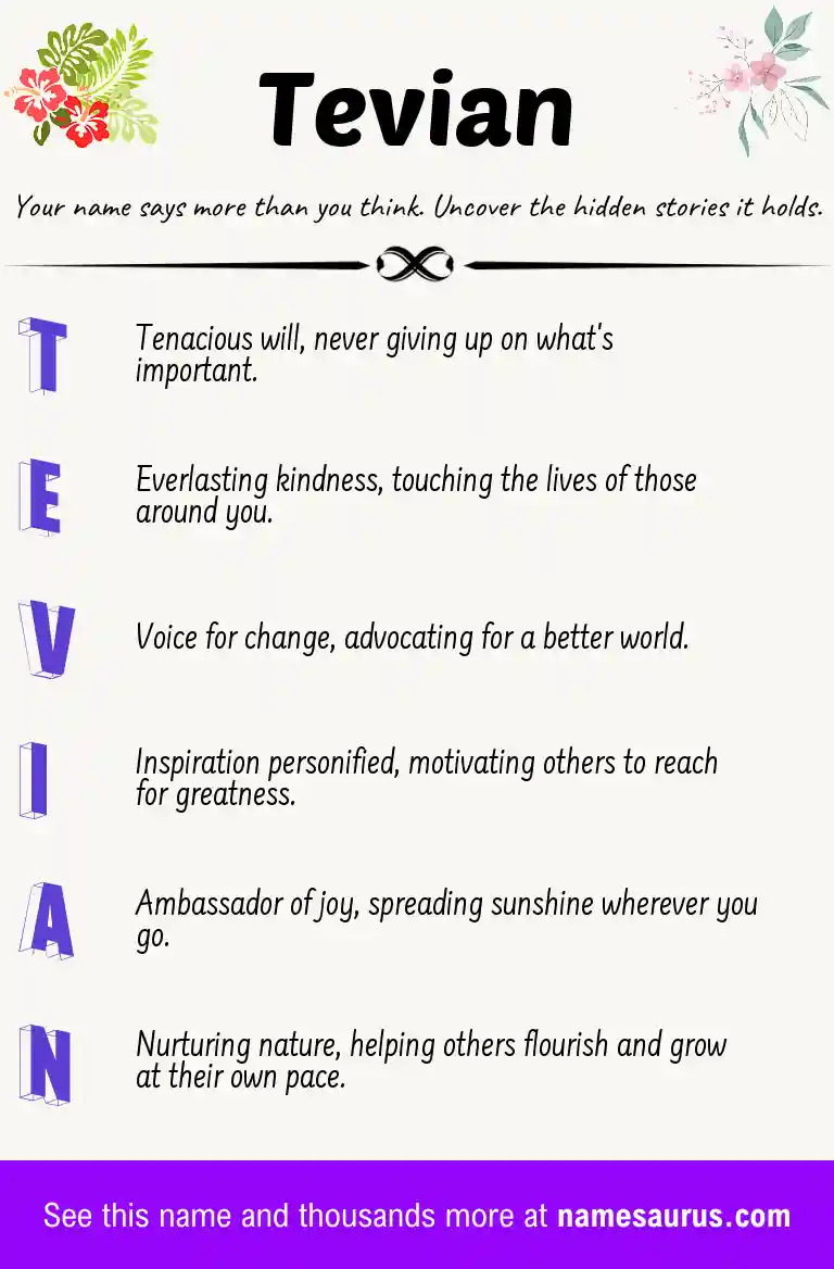 Acrostic poem about Tevian.