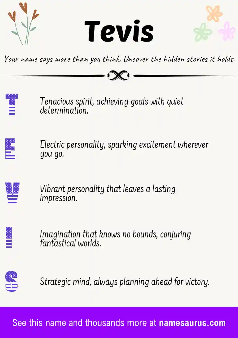 Acrostic poem about Tevis.