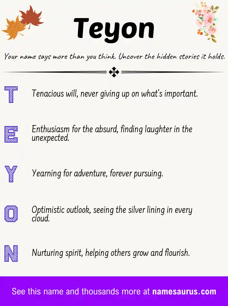 Acrostic poem about Teyon.