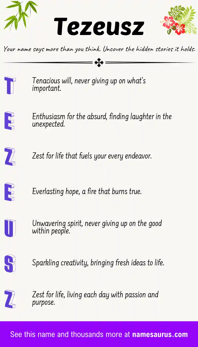 Acrostic poem about Tezeusz.