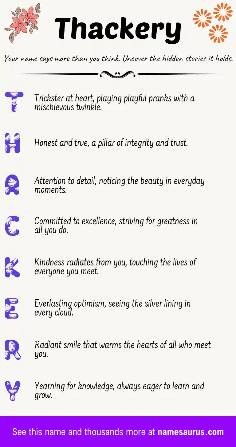 Acrostic poem about Thackery.
