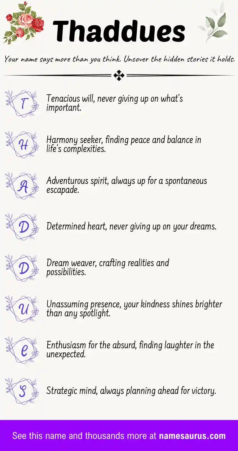 Acrostic poem about Thaddues.