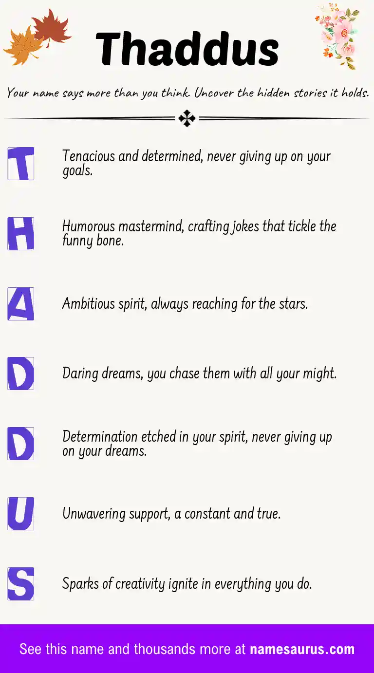 Acrostic poem about Thaddus.