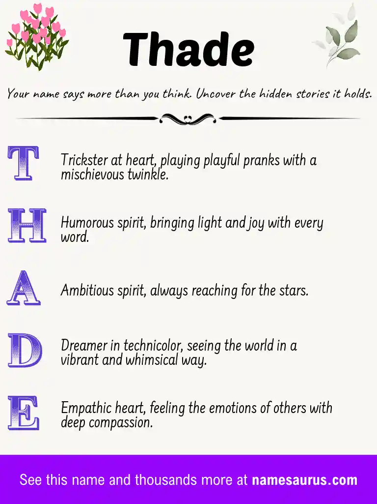 Acrostic poem about Thade.