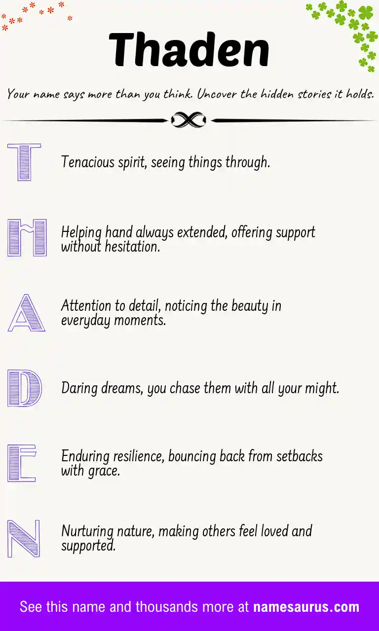 Acrostic poem about Thaden.