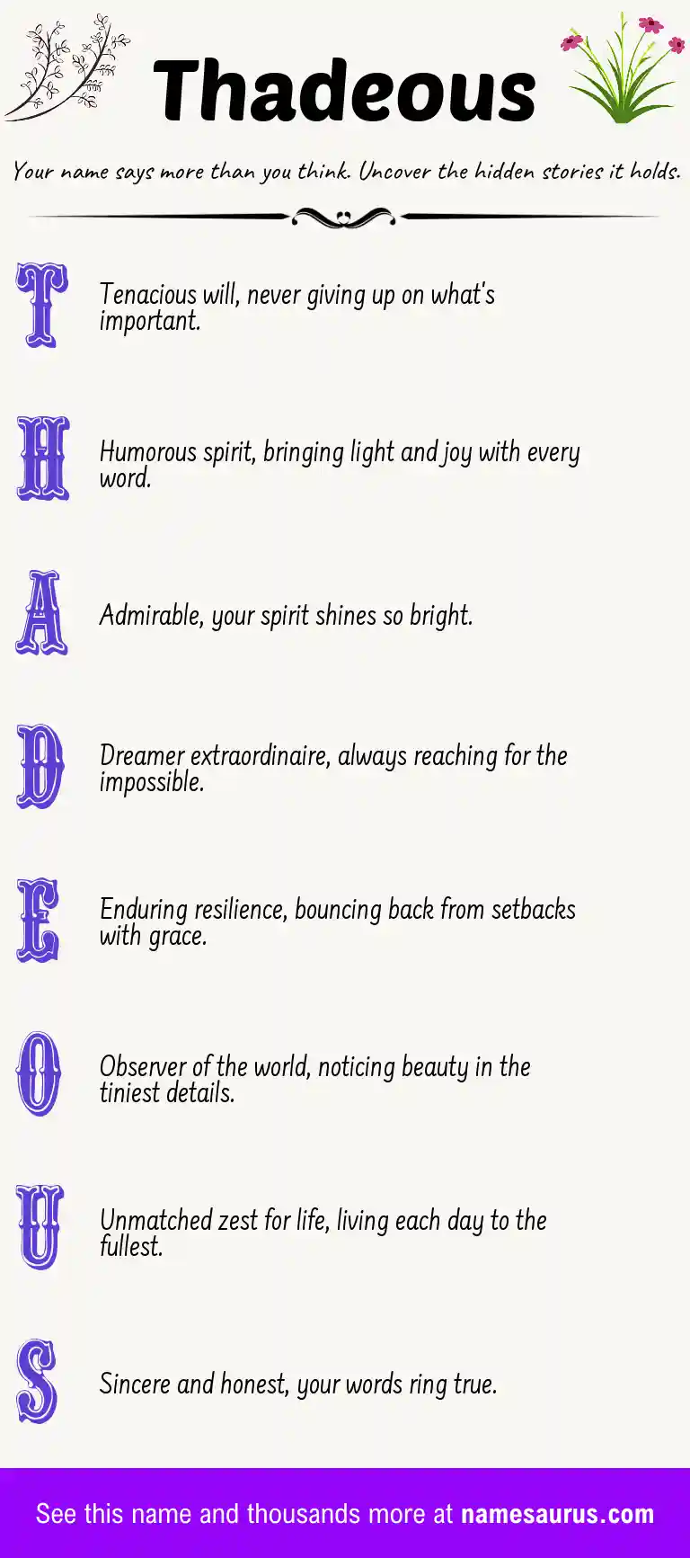Acrostic poem about Thadeous.