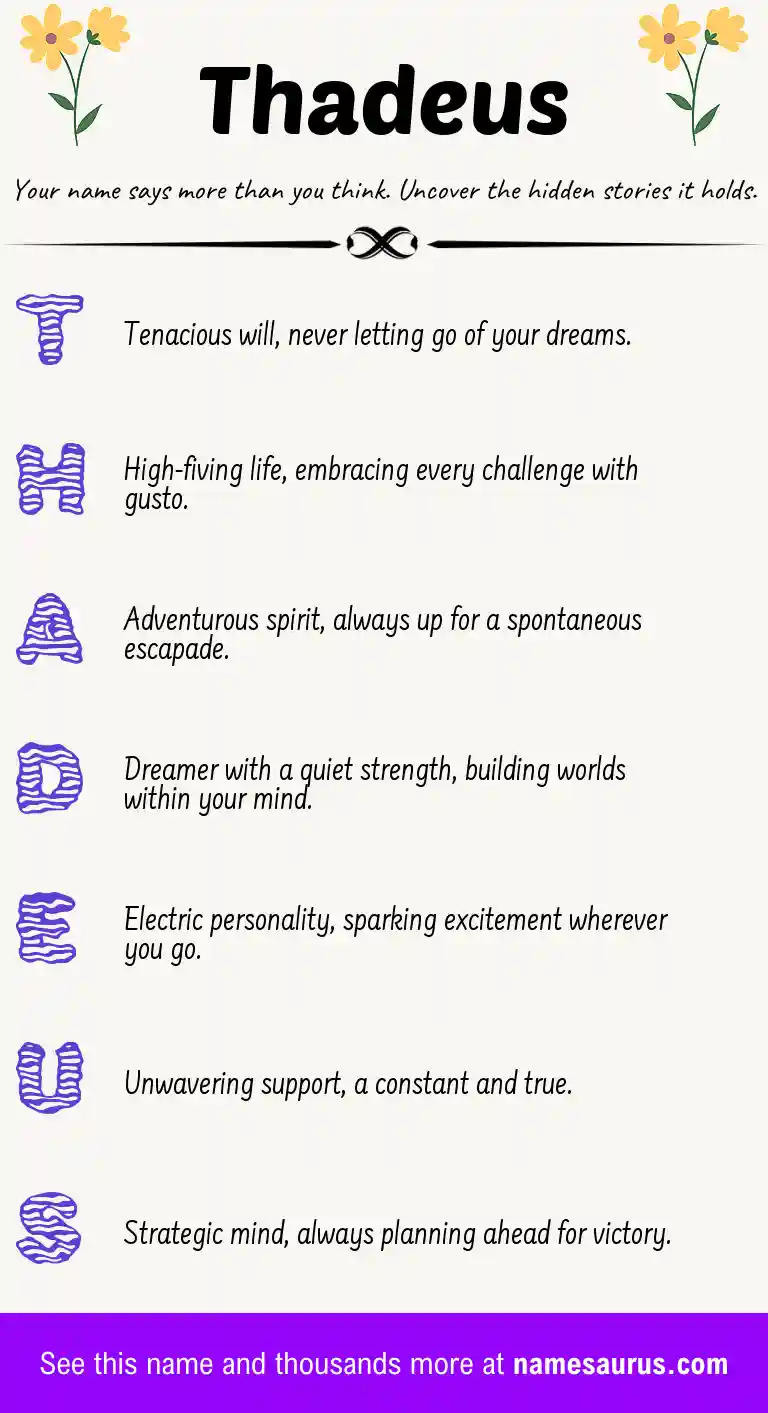 Acrostic poem about Thadeus.