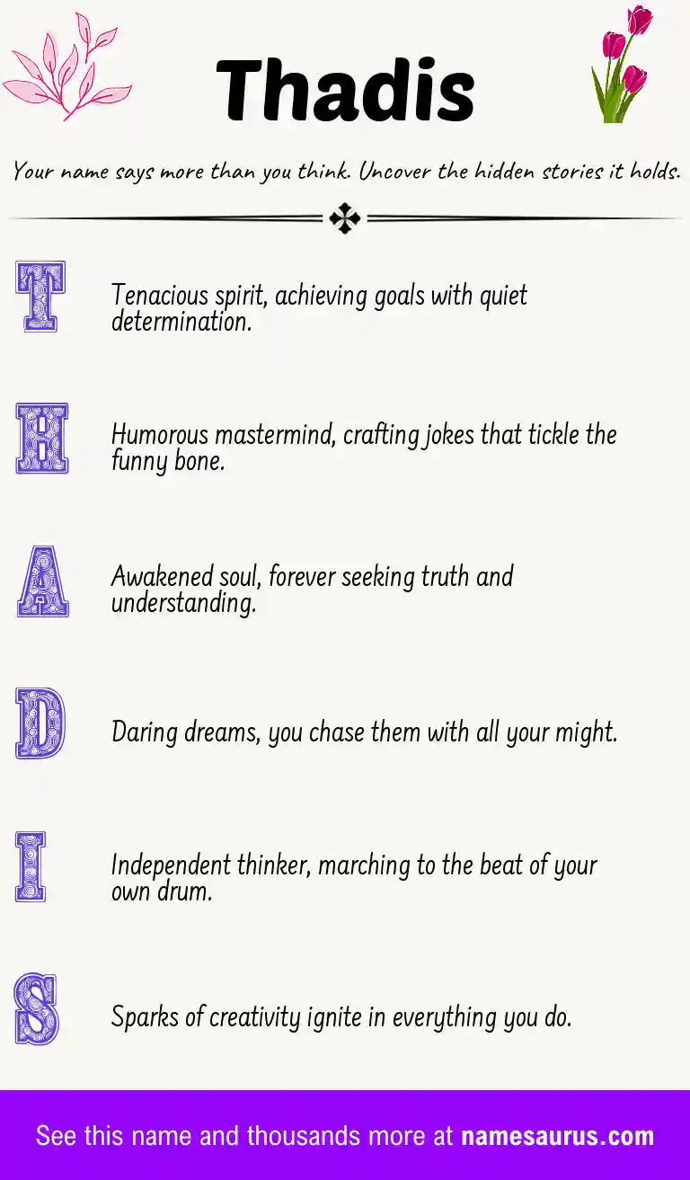 Acrostic poem about Thadis.