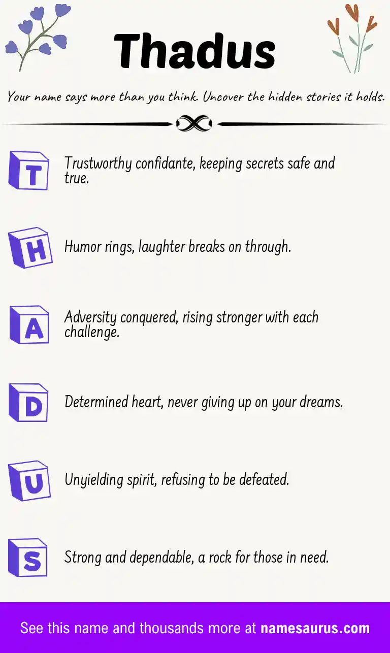 Acrostic poem about Thadus.