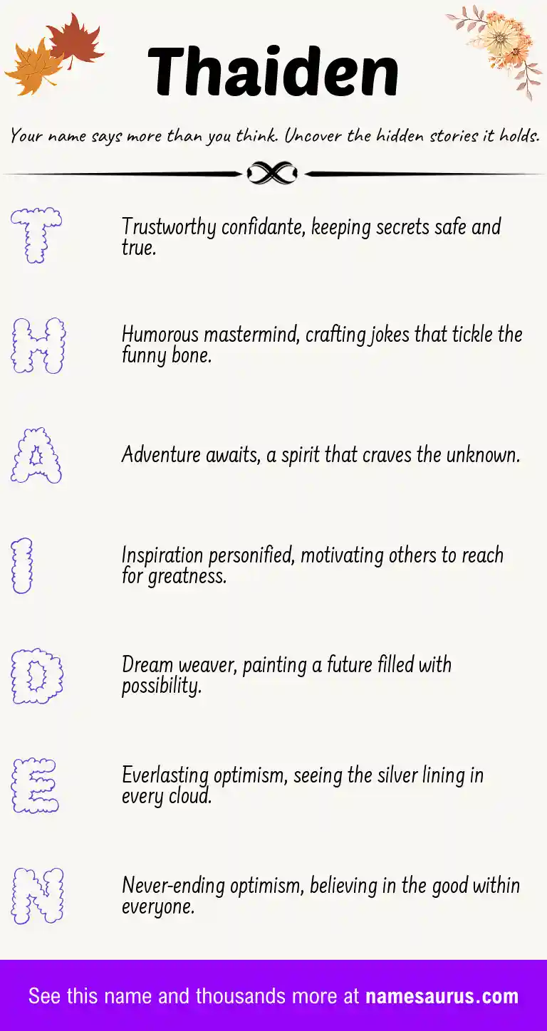Acrostic poem about Thaiden.