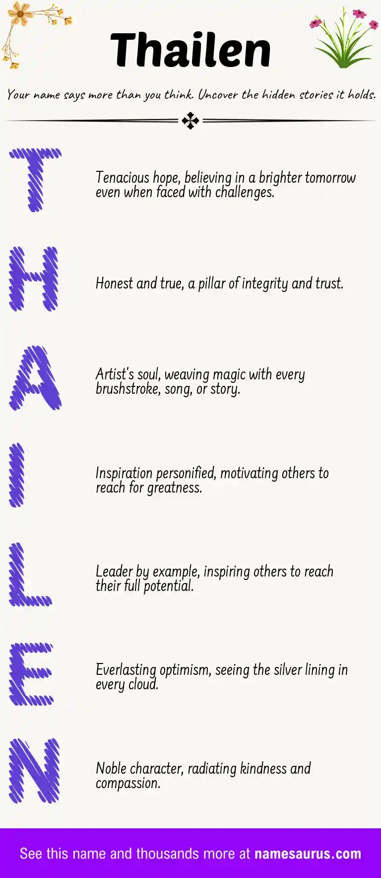 Acrostic poem about Thailen.