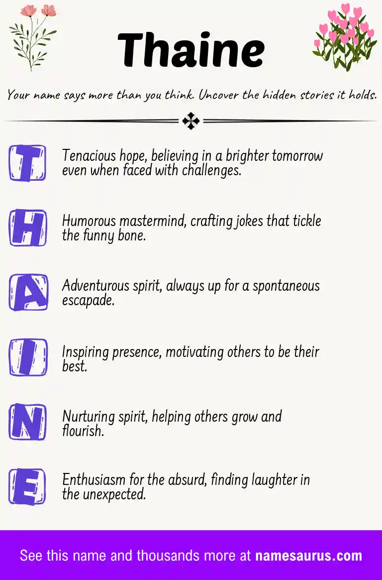 Acrostic poem about Thaine.