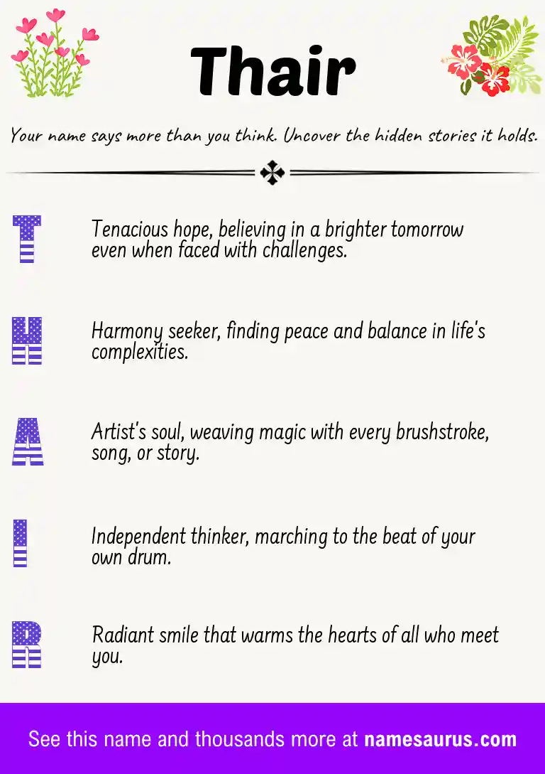 Acrostic poem about Thair.