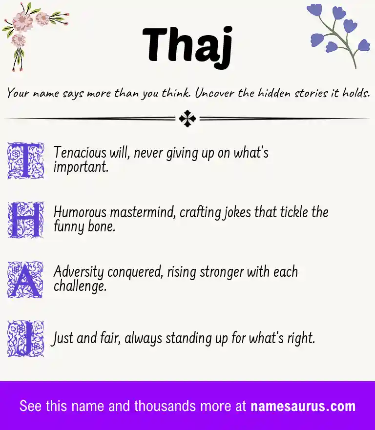 Acrostic poem about Thaj.