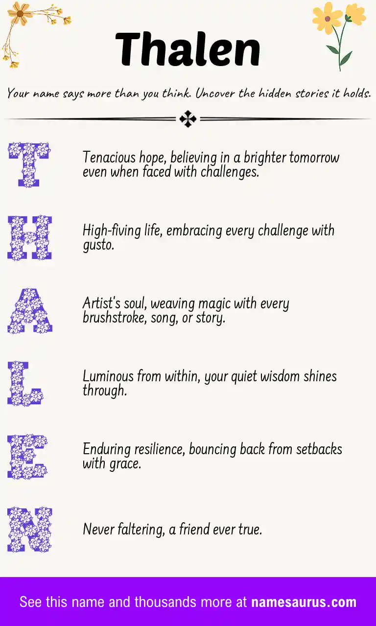 Acrostic poem about Thalen.
