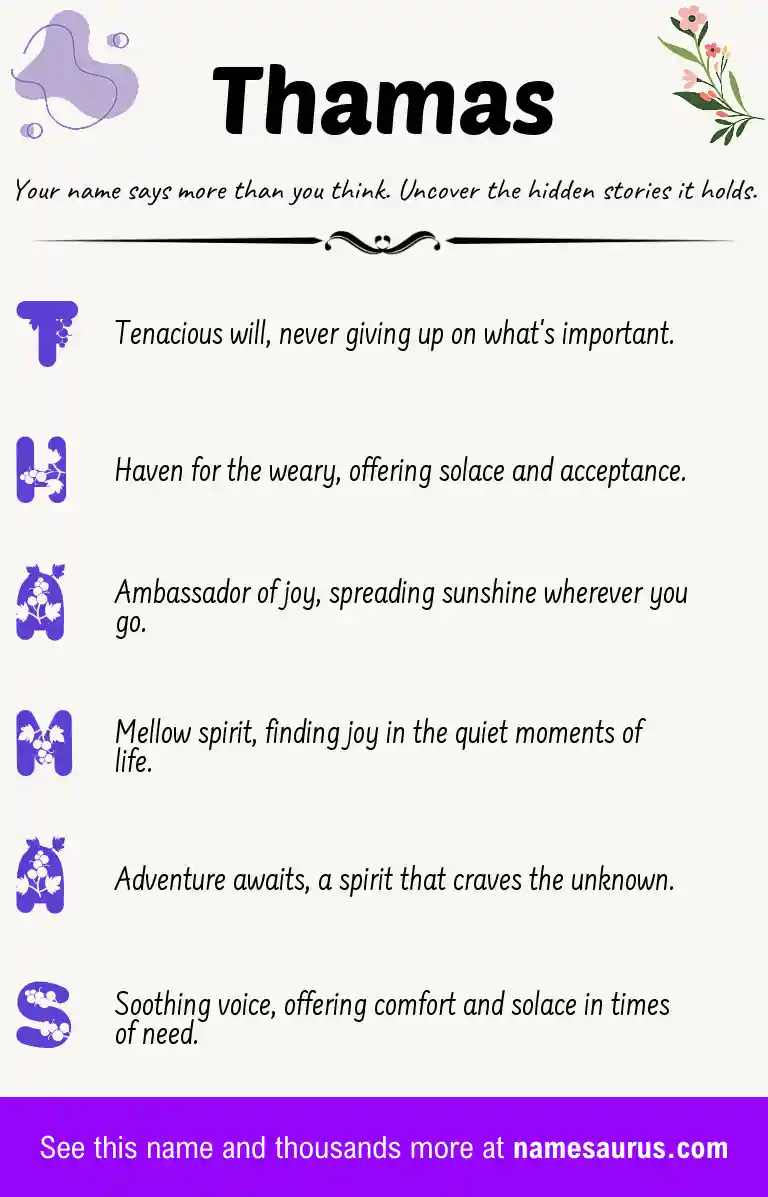 Acrostic poem about Thamas.