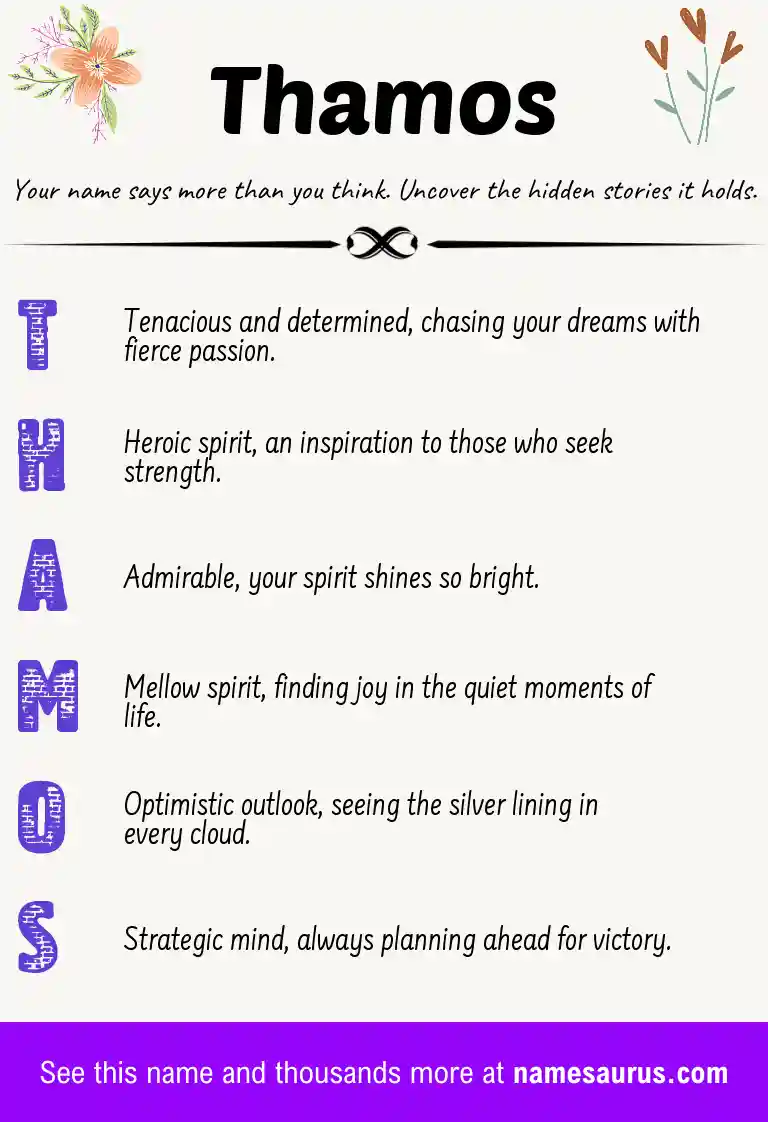 Acrostic poem about Thamos.
