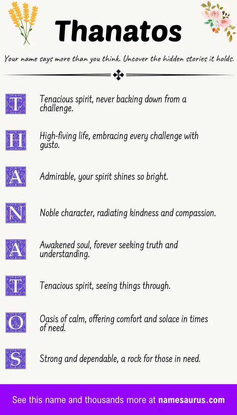 Acrostic poem about Thanatos.