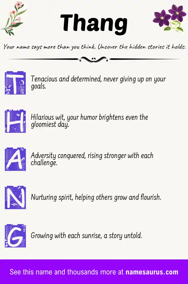 Acrostic poem about Thang.