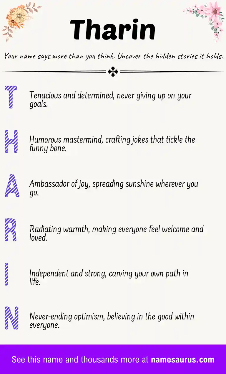 Acrostic poem about Tharin.