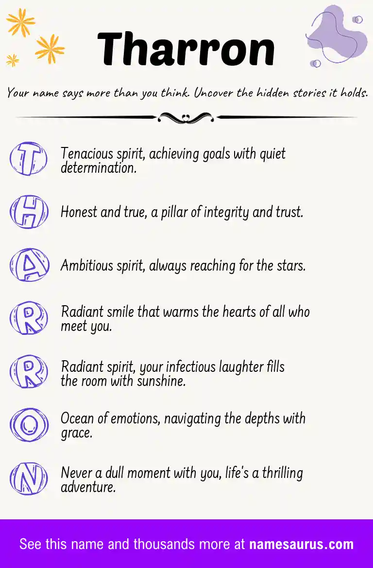 Acrostic poem about Tharron.