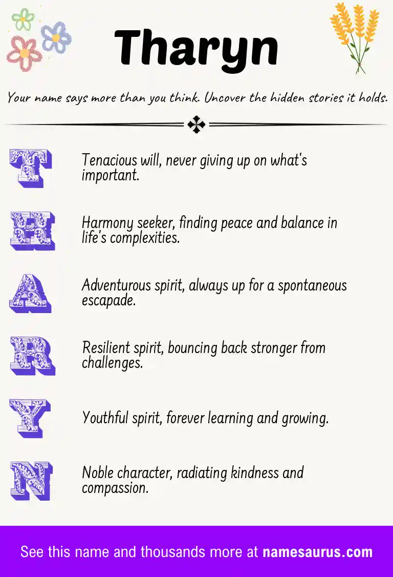 Acrostic poem about Tharyn.