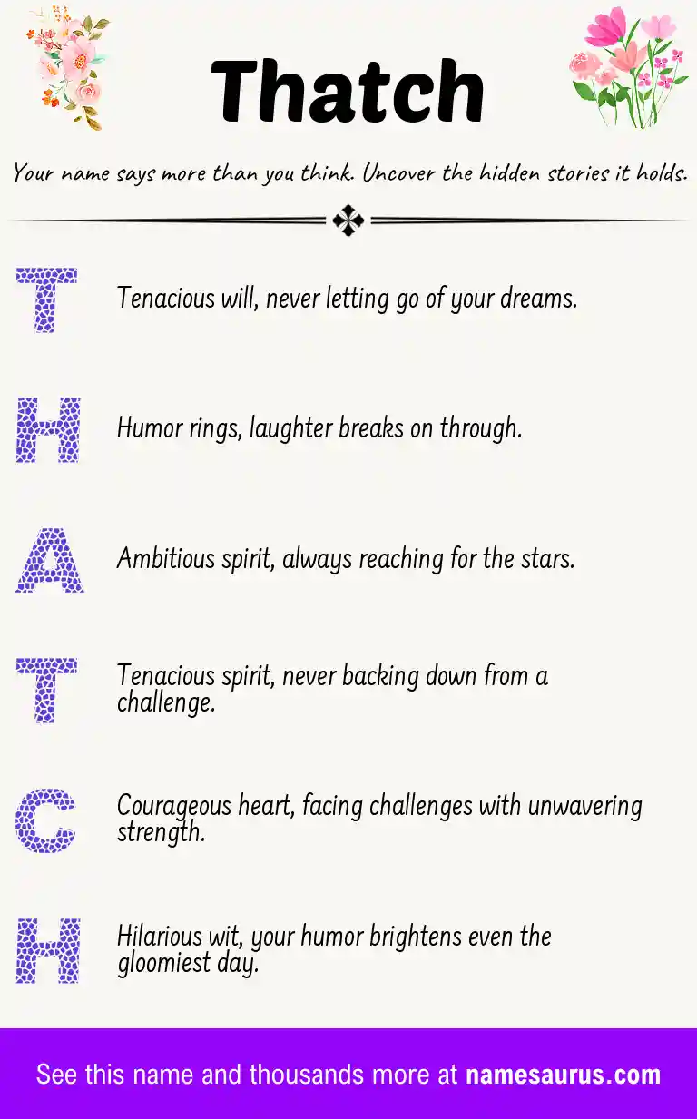 Acrostic poem about Thatch.