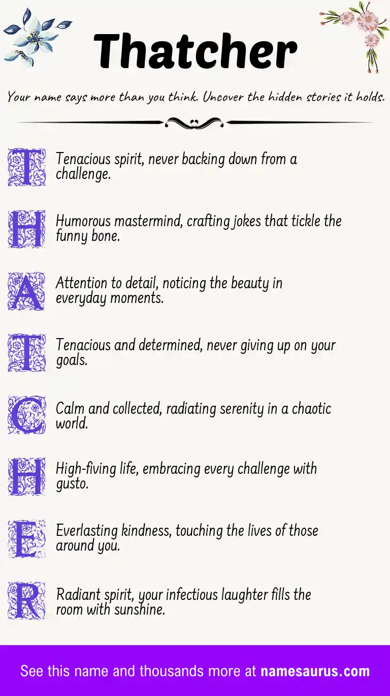 Acrostic poem about Thatcher.