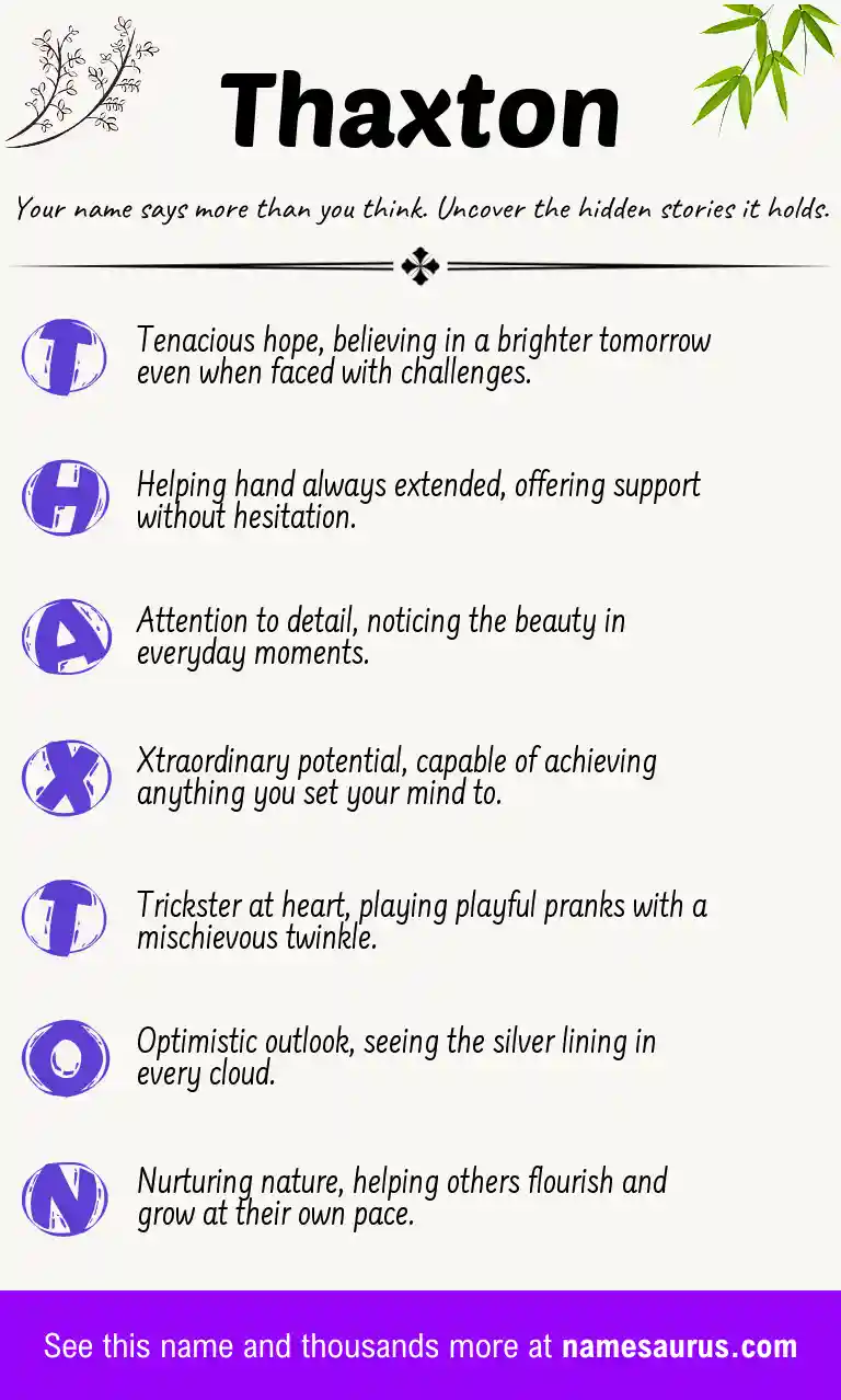 Acrostic poem about Thaxton.