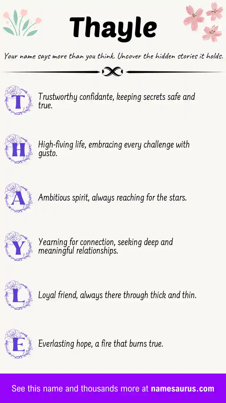 Acrostic poem about Thayle.