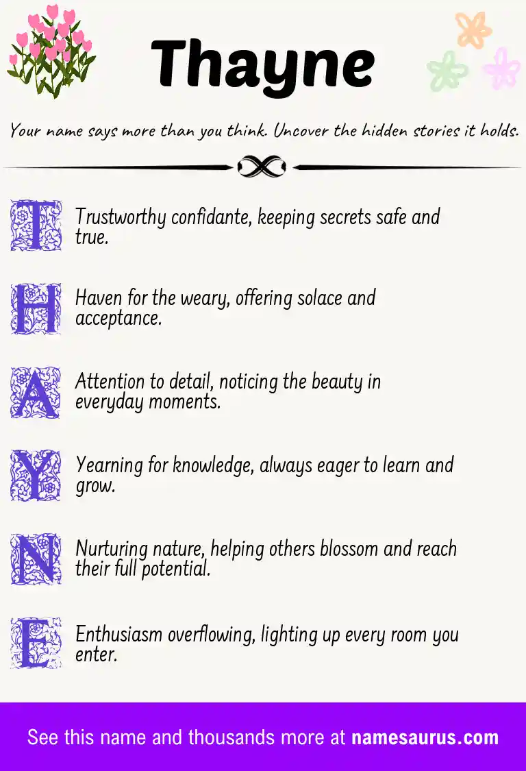 Acrostic poem about Thayne.