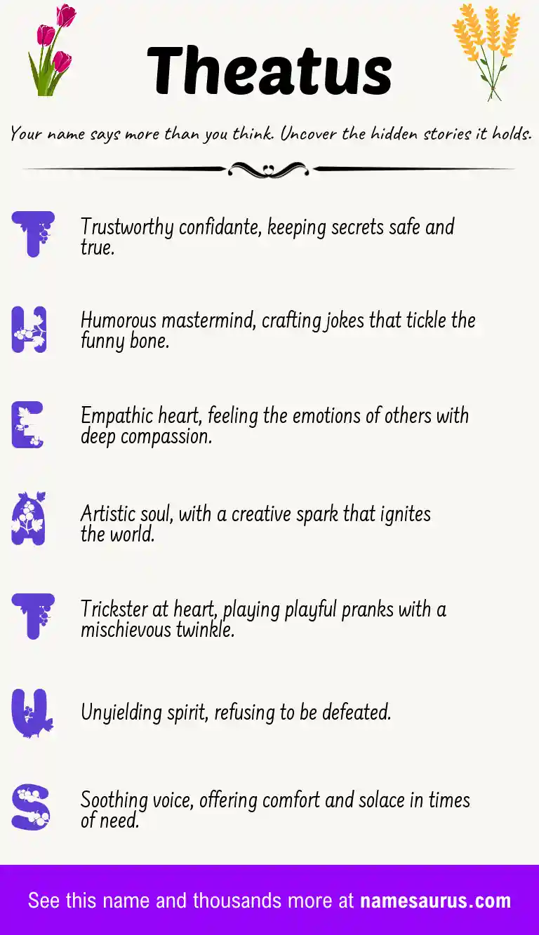 Acrostic poem about Theatus.