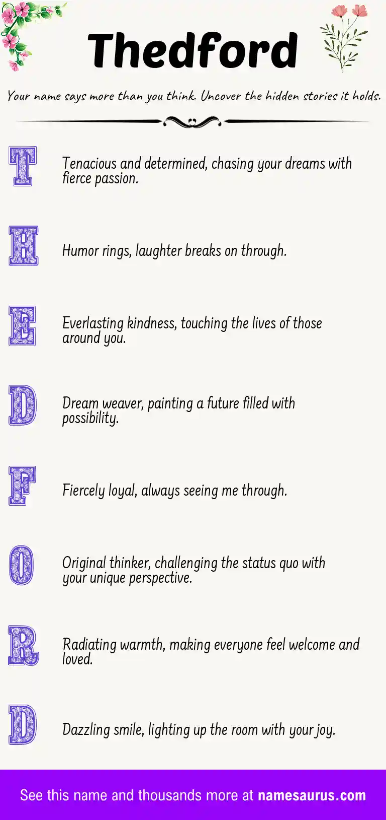 Acrostic poem about Thedford.