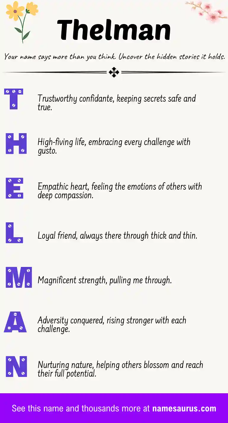 Acrostic poem about Thelman.