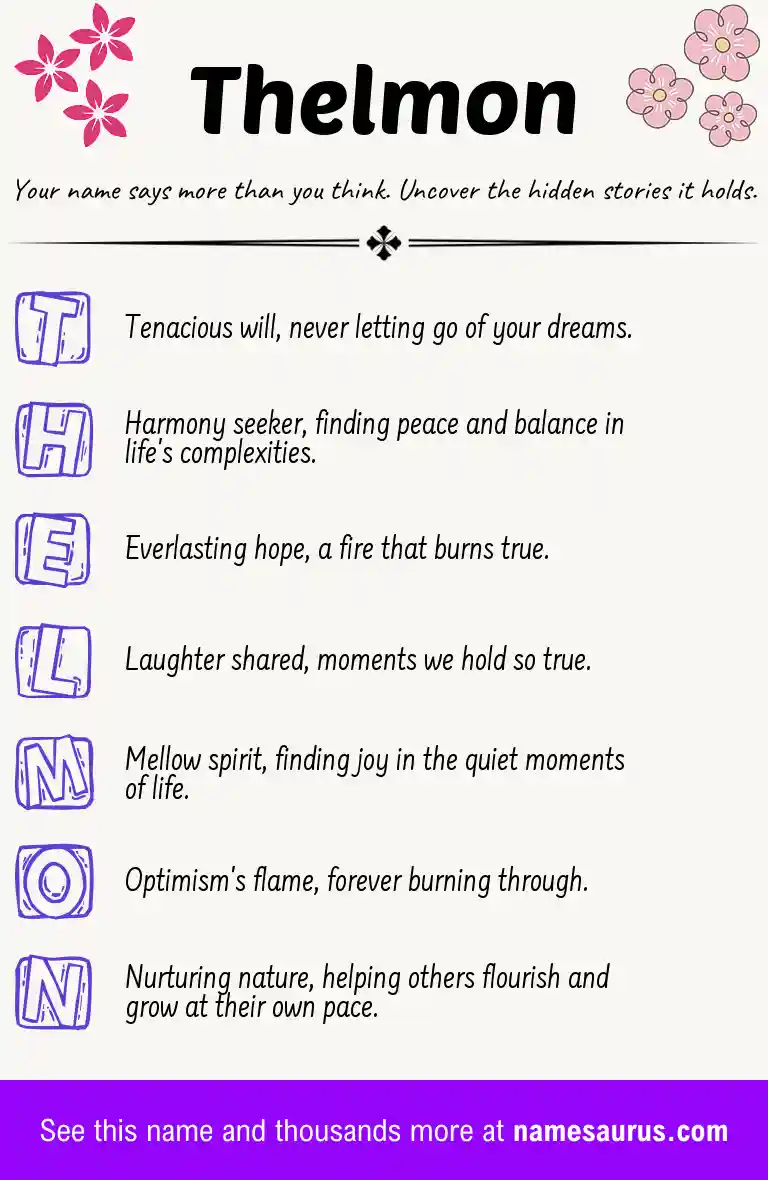 Acrostic poem about Thelmon.