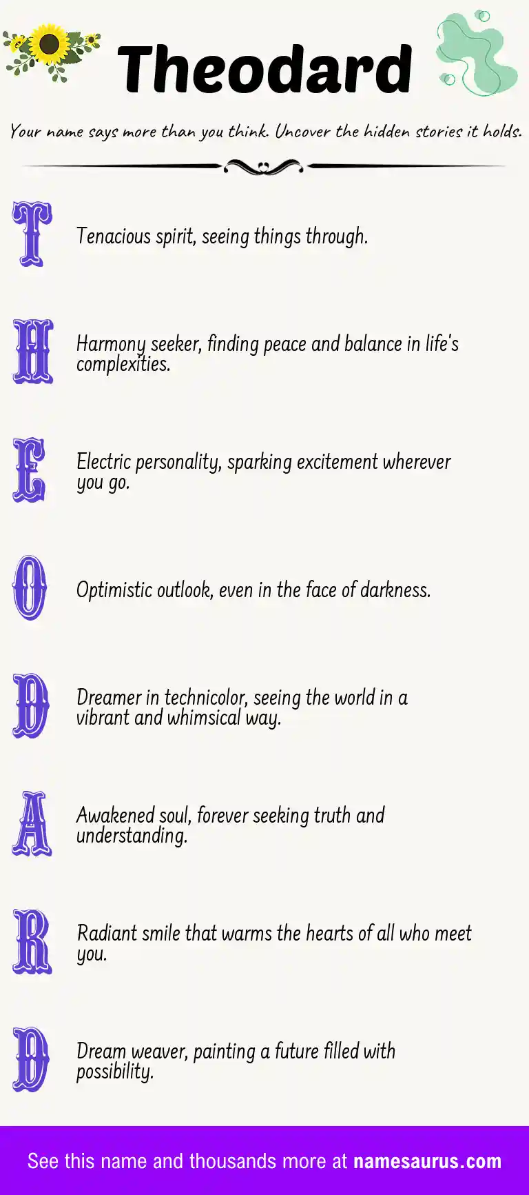 Acrostic poem about Theodard.