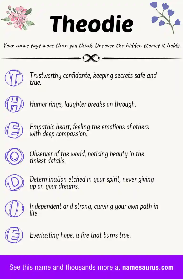 Acrostic poem about Theodie.
