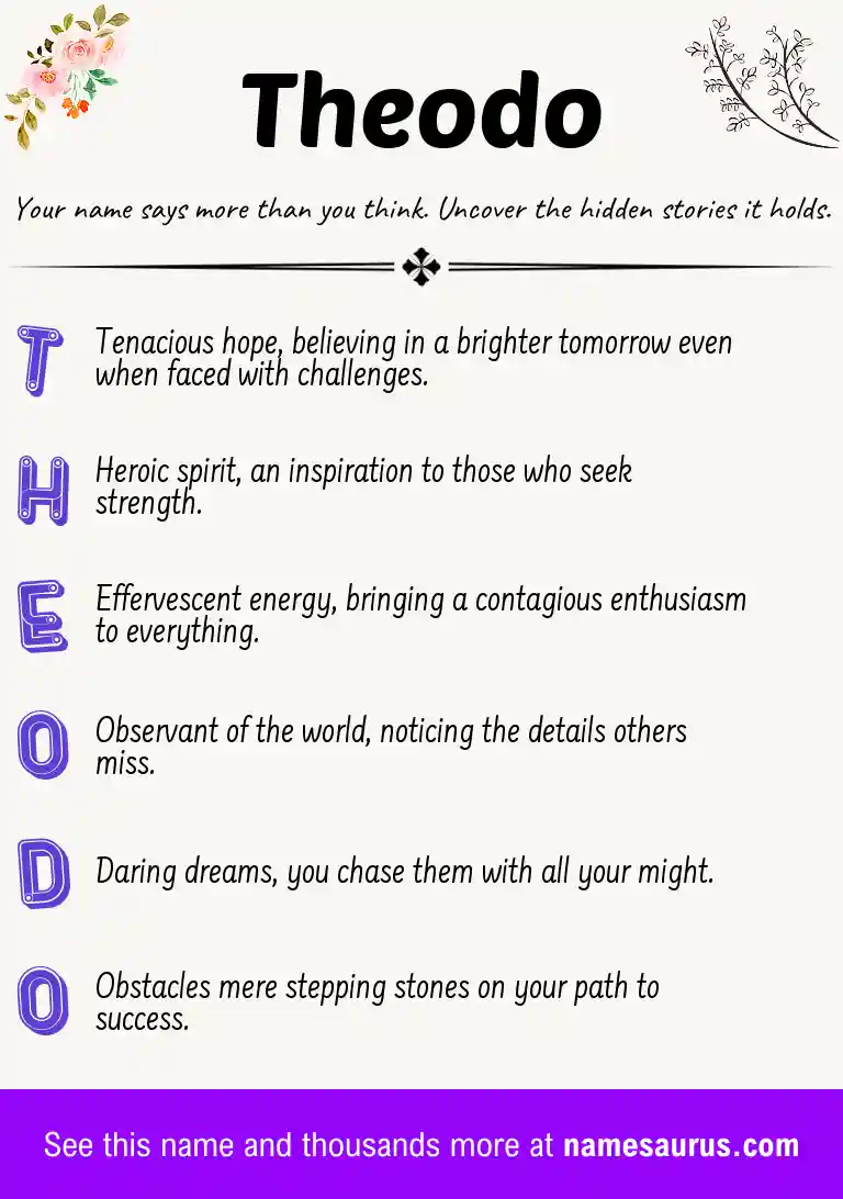 Acrostic poem about Theodo.