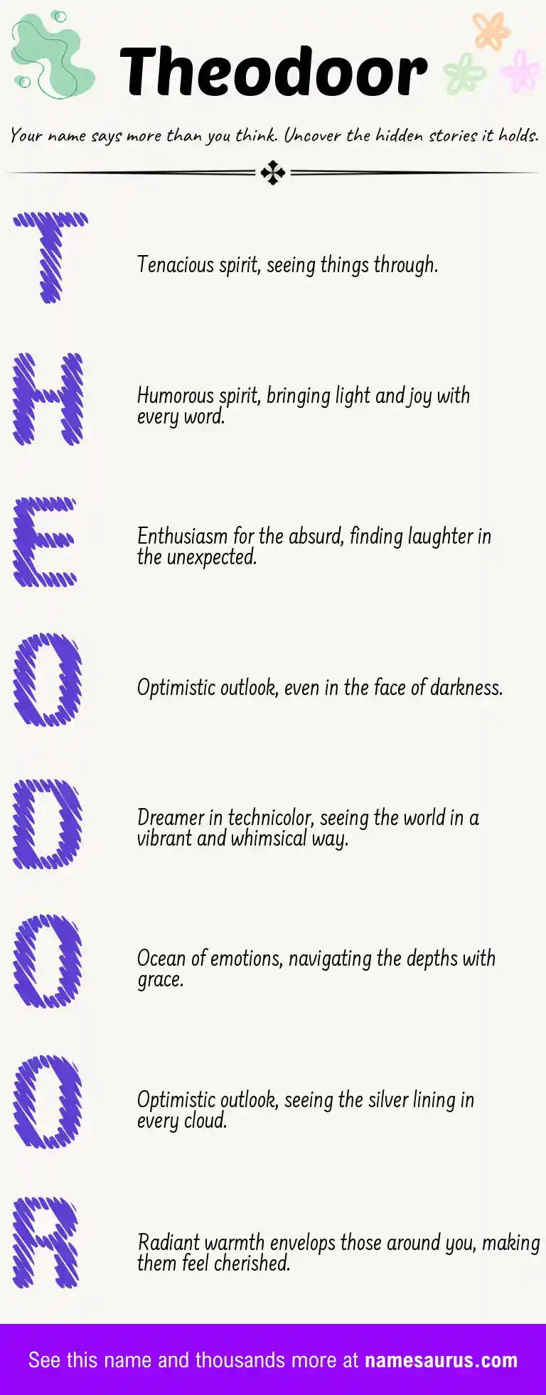 Acrostic poem about Theodoor.