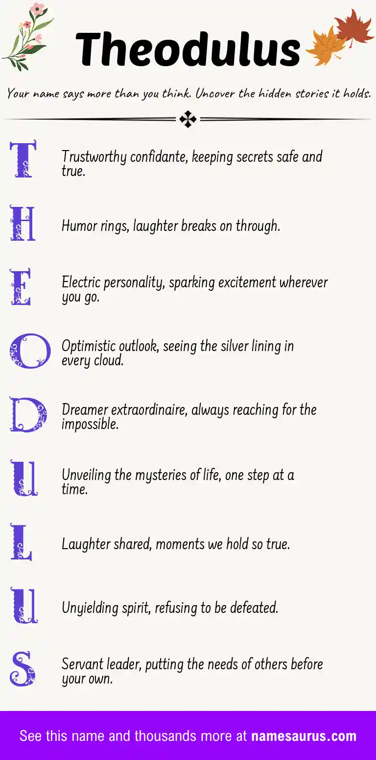 Acrostic poem about Theodulus.