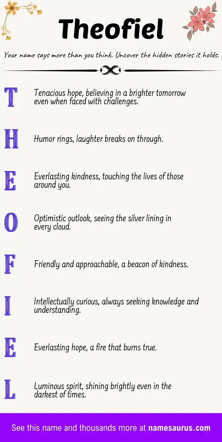 Acrostic poem about Theofiel.
