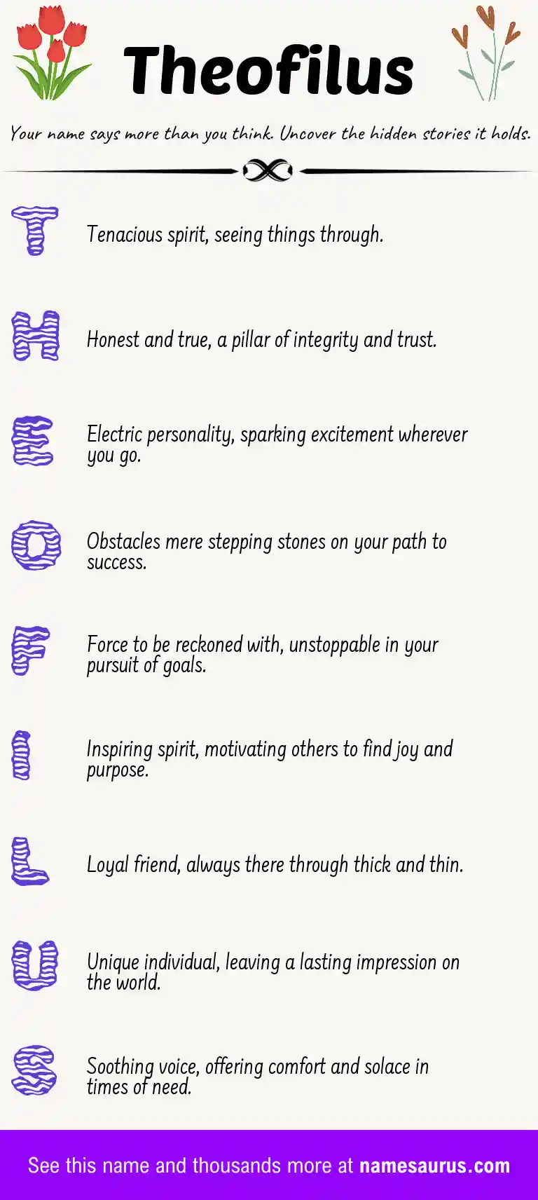 Acrostic poem about Theofilus.