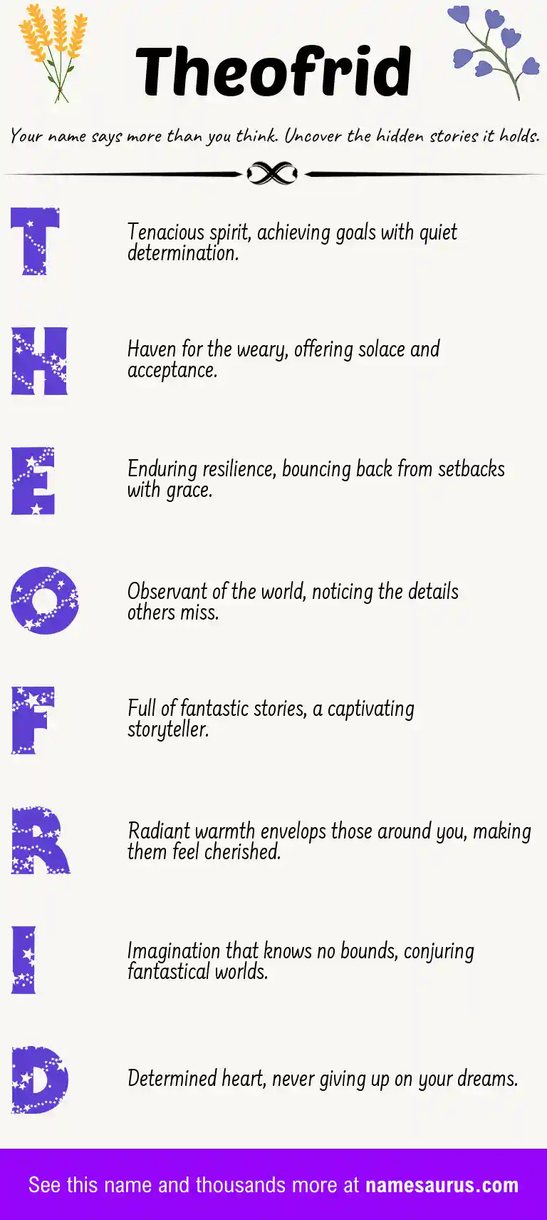 Acrostic poem about Theofrid.
